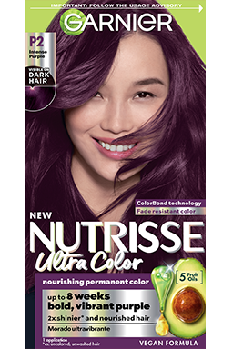 Front of pack of Nutrisse Ultra Color P2 – Intense Purple